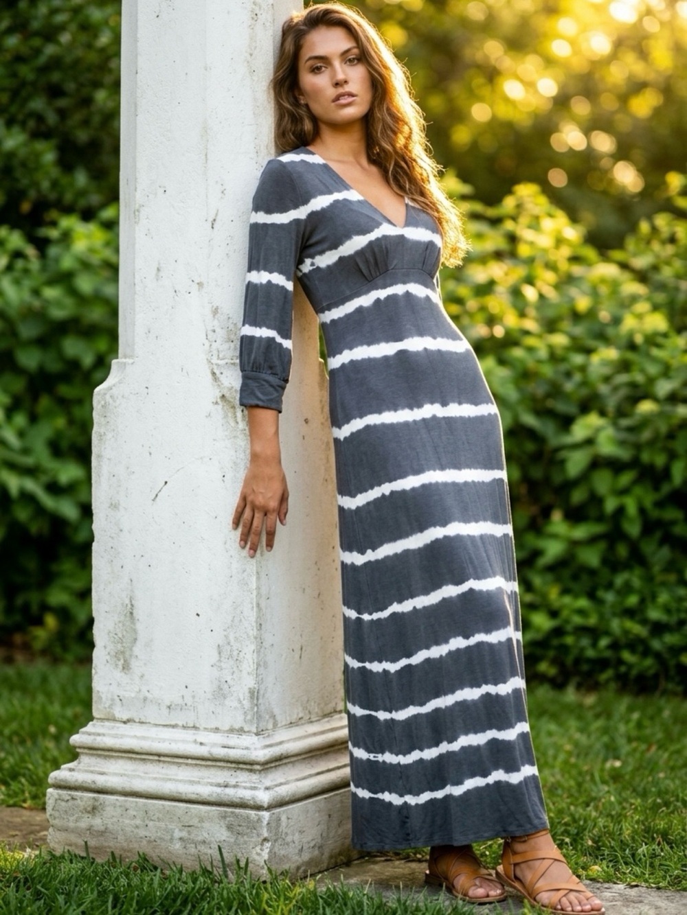 NWT Boho Babydoll Maxi Dress Sz L Tie Dye Festival Hippie Y2K